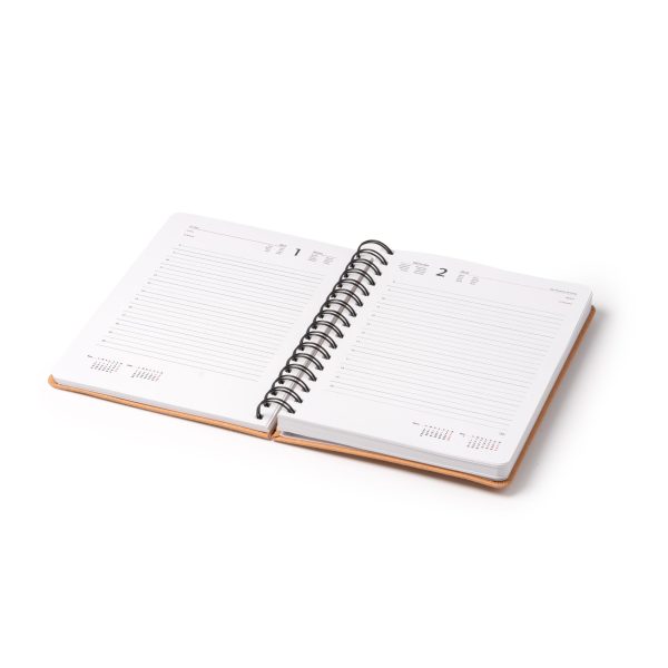 Agenda Giornaliera 2025 Copertina Rigida Anelli Metallo 15x21 Pelle Riciclata